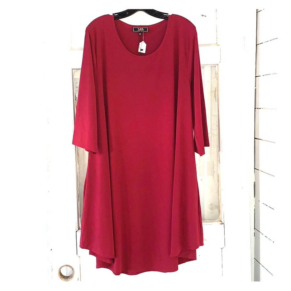 L&B plus size 3/4 sleeve swing dress w/ pockets
